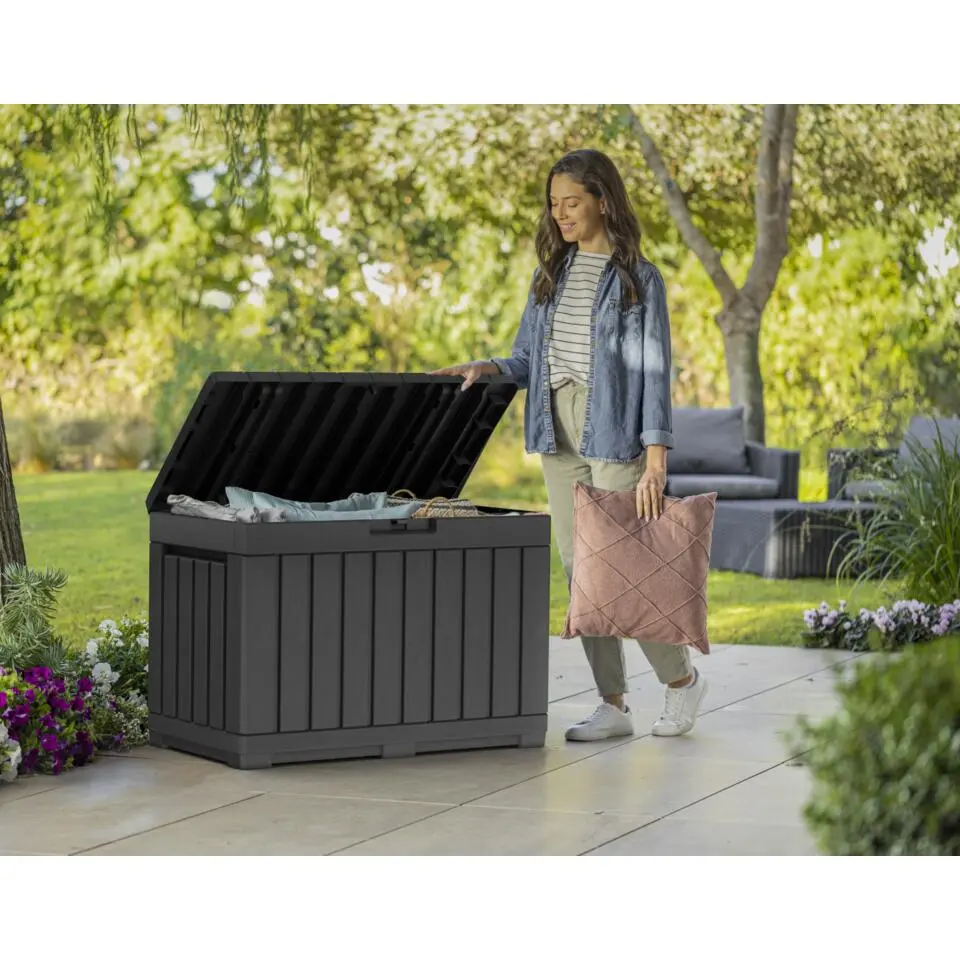 Keter Kentwood Opbergbox 190L - 82,3x45,7x57,7cm - Antraciet