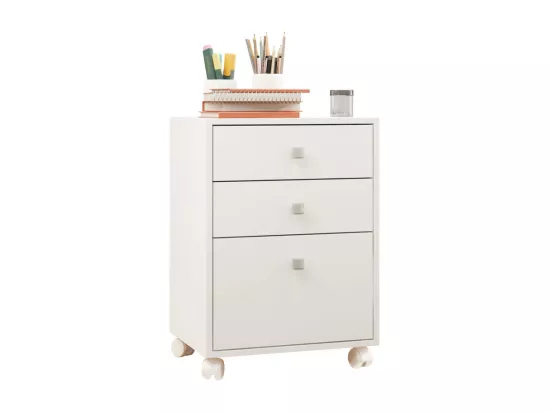 Caisson Roulant 3 Tiroirs Blanc Multi usages L 44.5 H 62.5 P 35 cm