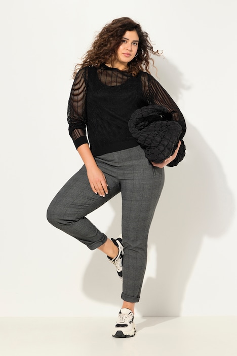 Karohose, konisches Bein, Elastikbund, Zipptaschen