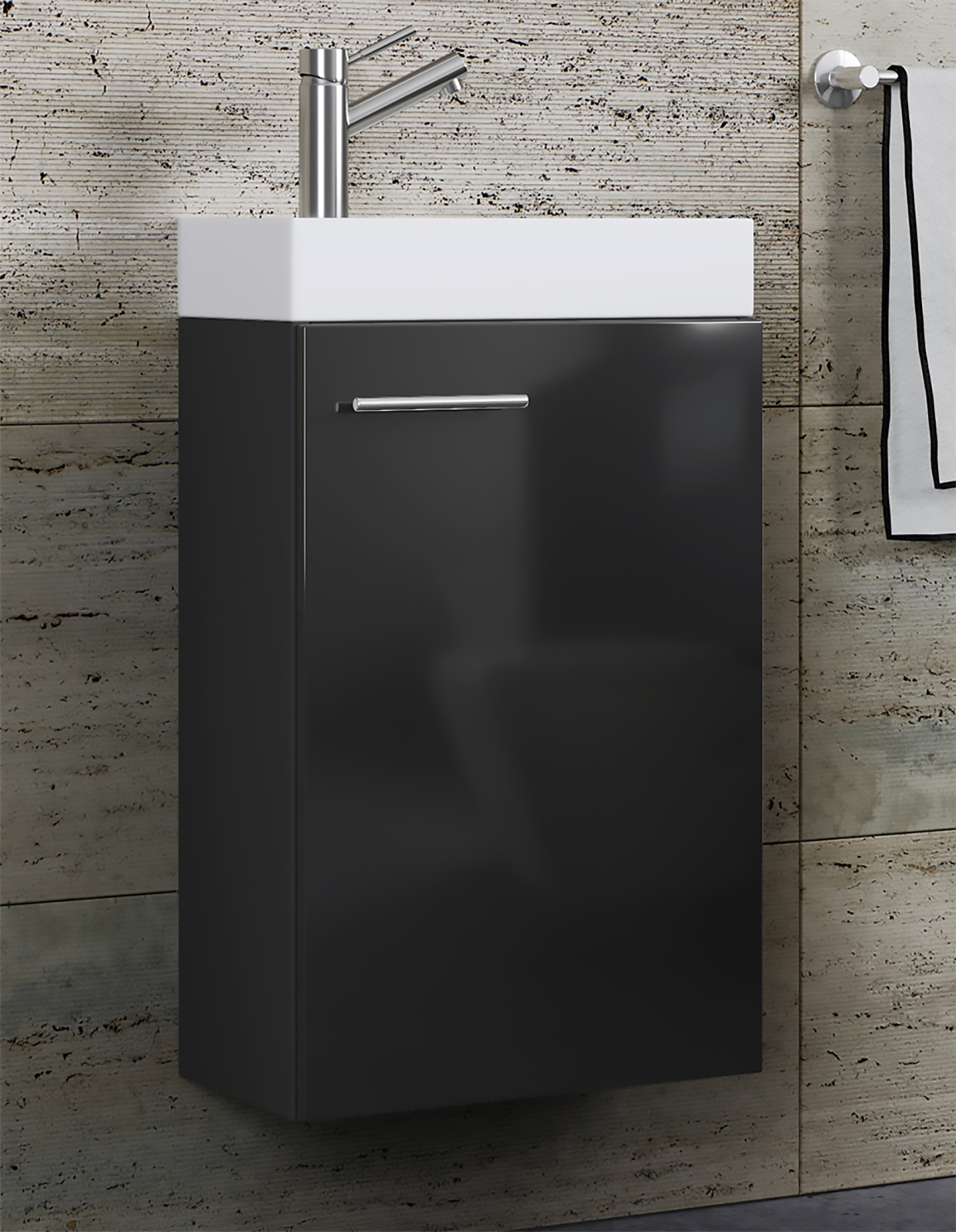 Waschtisch SLITO - schwarz-weiß - 41 cm