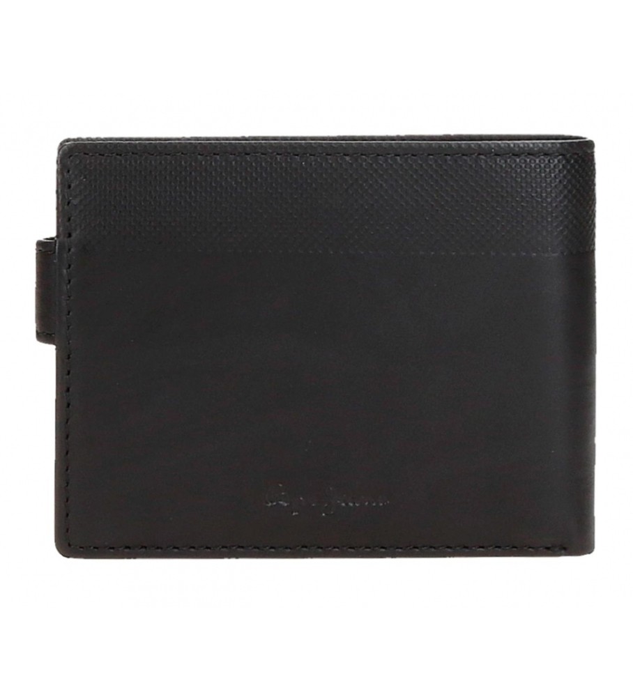 Carteira vertical Pepe Jeans Topper em couro preto com fecho de clique