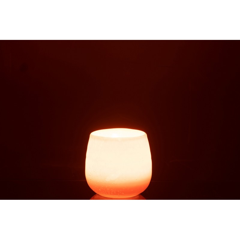 Vase ou photophore en verre orange rose 11x11x10cm