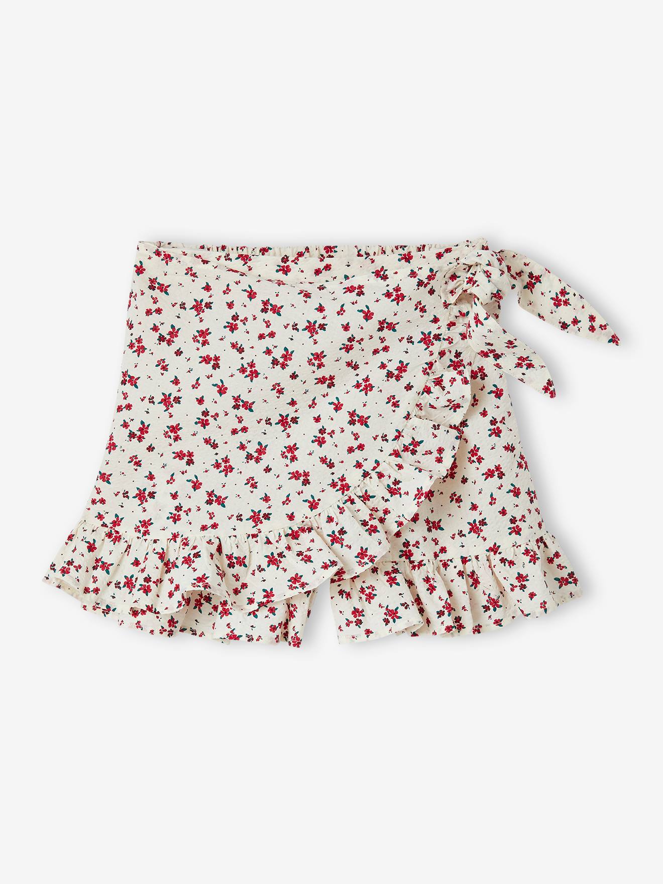 Conjunto de saia e shorts em tom cru para meninas