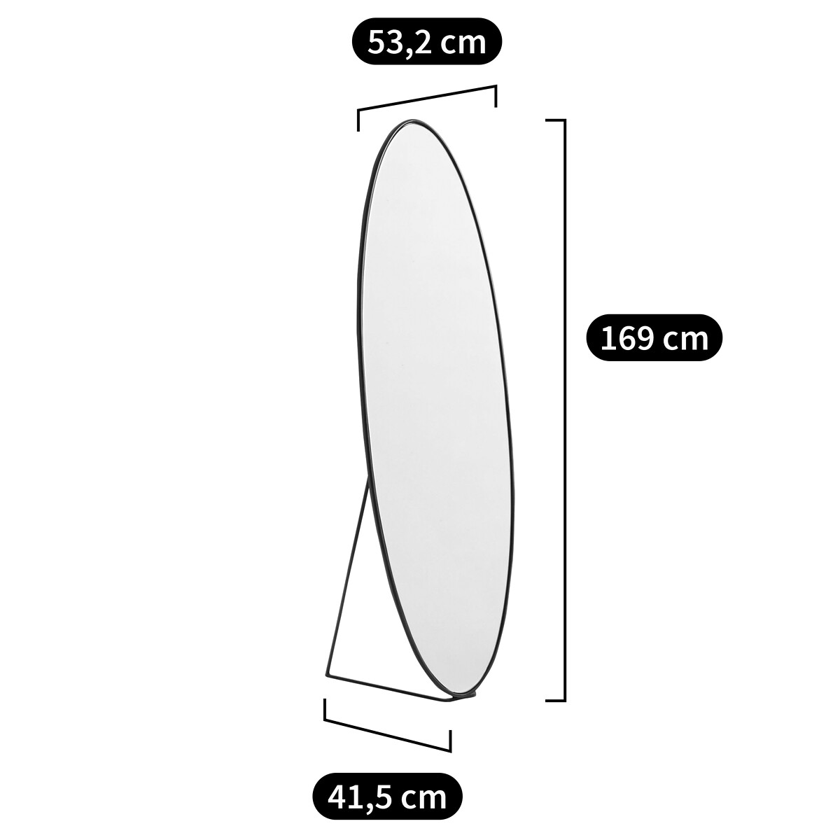AM.PM<br>Espelho oval sobre base de metal, 170 cm de altura, Koban