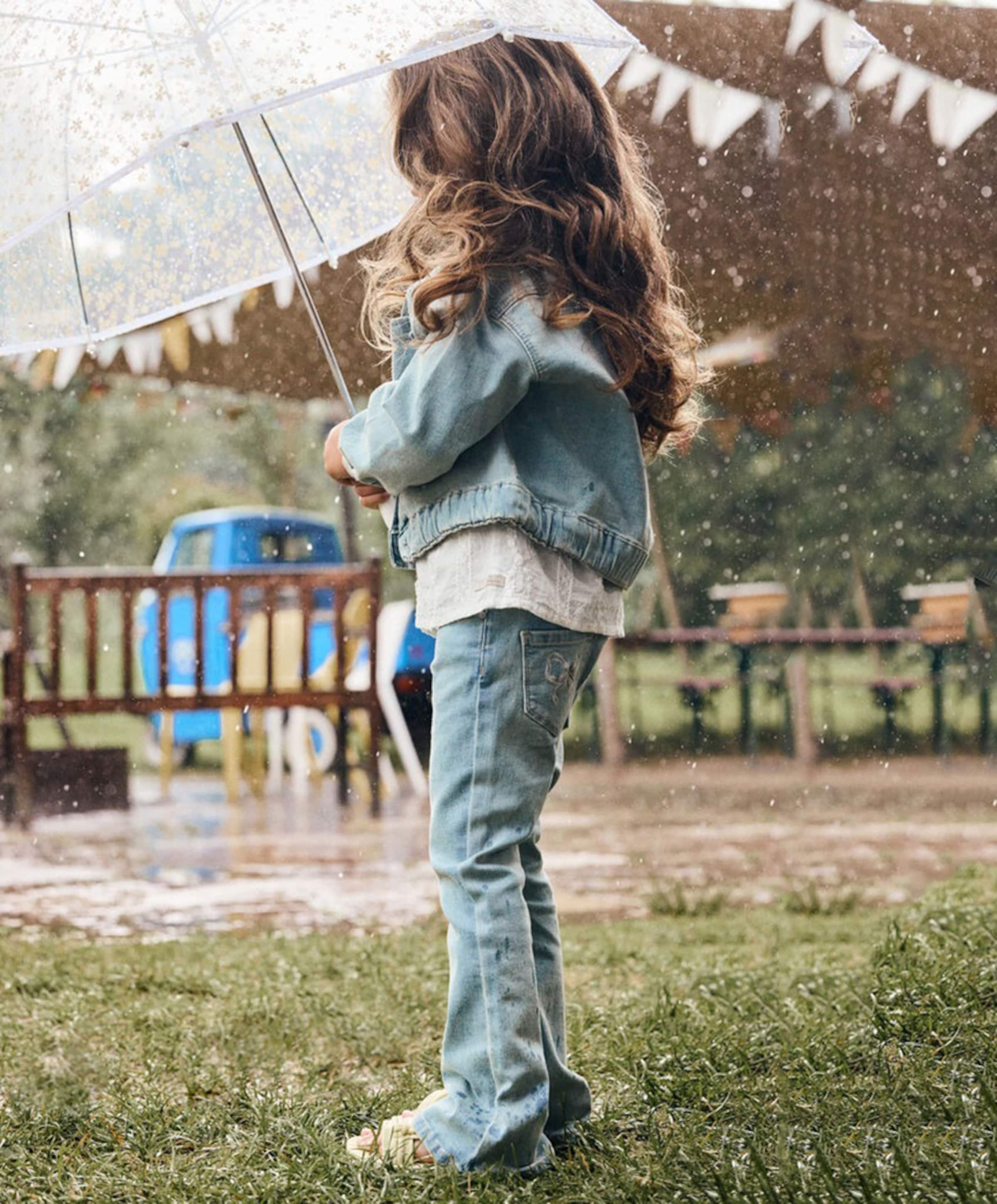 Daily7 Denim Flared Fit Bow meisjes jeans blauw