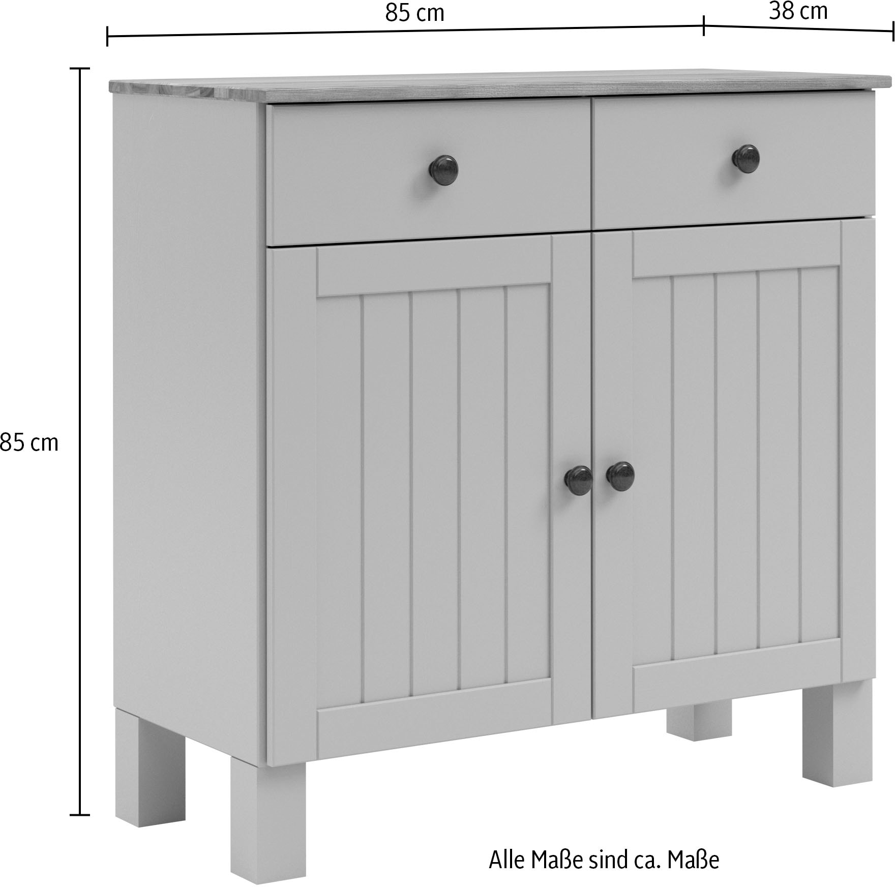 Home affaire Anrichte »Alby2« Mit 2 Türen, 2 Schubkästen und Metallgriffe, Breite 85 cm