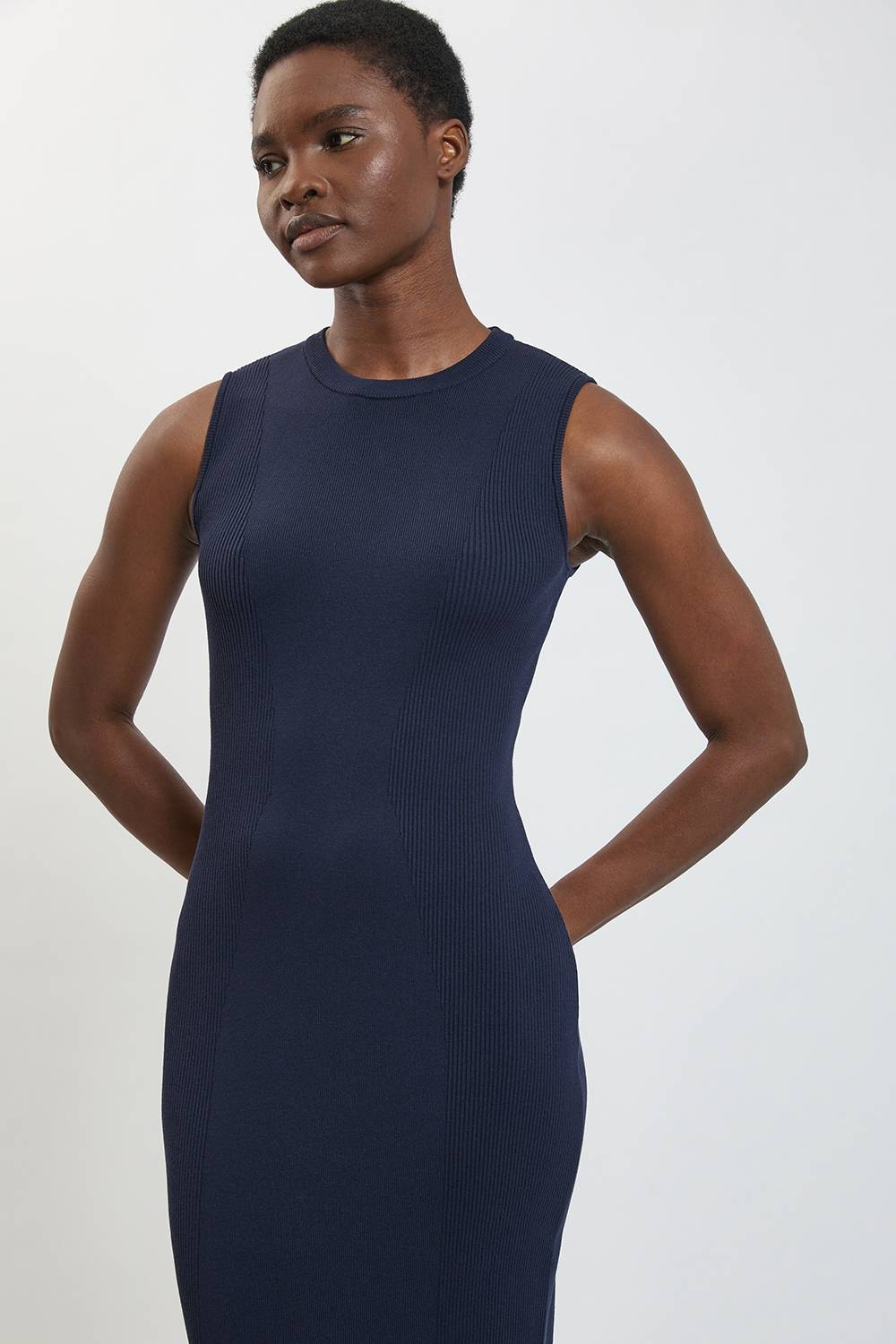KarenMillen Robe Midi En Maille Côtelée À Col Rond
