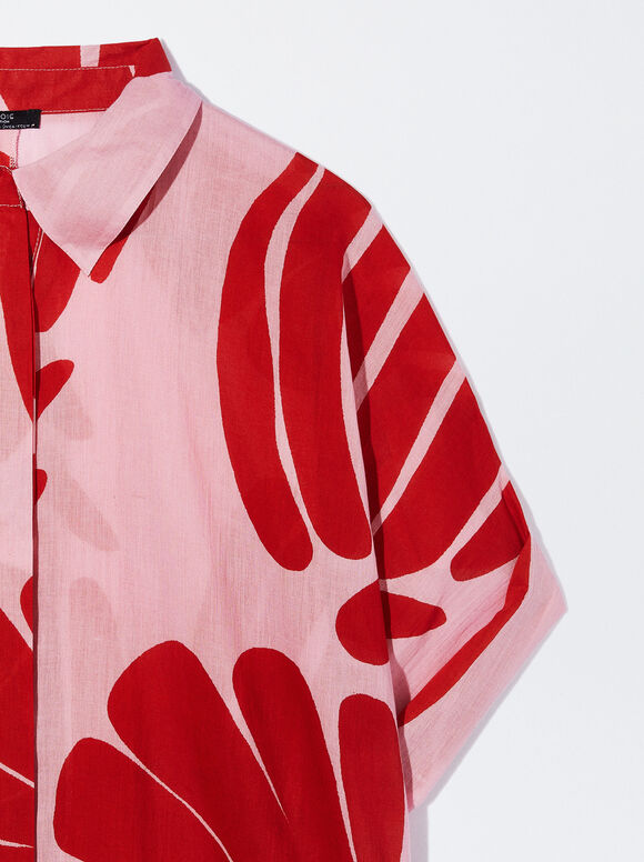 Vestido camisa estampado - Multicolorido