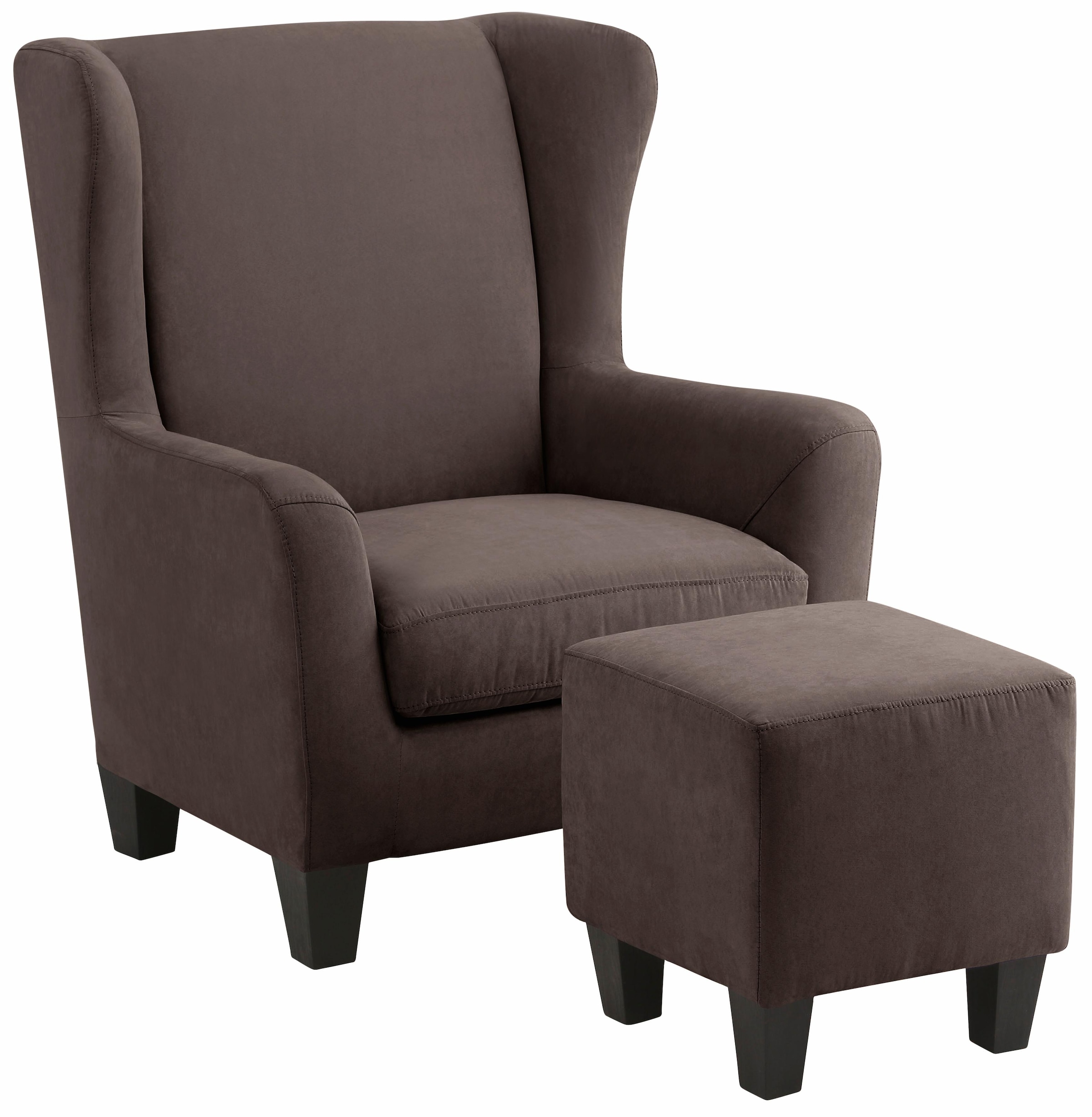 Home affaire Ohrensessel »Chilly, Sessel mit Hocker« Set, bestehend aus Sessel und Hocker, 2 Stk. tlg. in Cord und Microfaser-Bezug, Unser Dauertiefpreis
