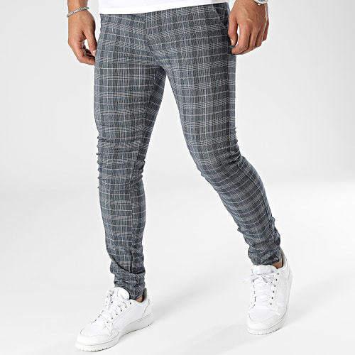 Pantalon A Carreaux Bleu Marine