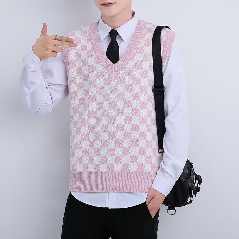 Acrius - V-hals geruit vest