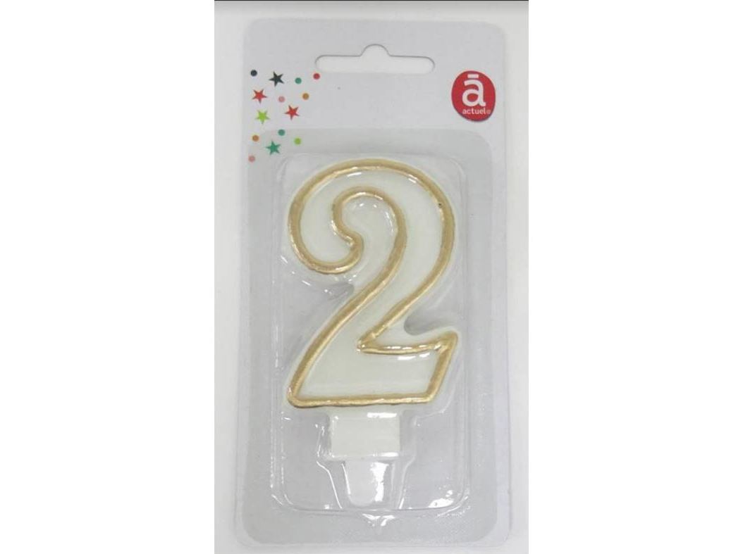 VELA ANIVERSÁRIO Nº 2 ACTUEL BRANCO C/REB DOURADO