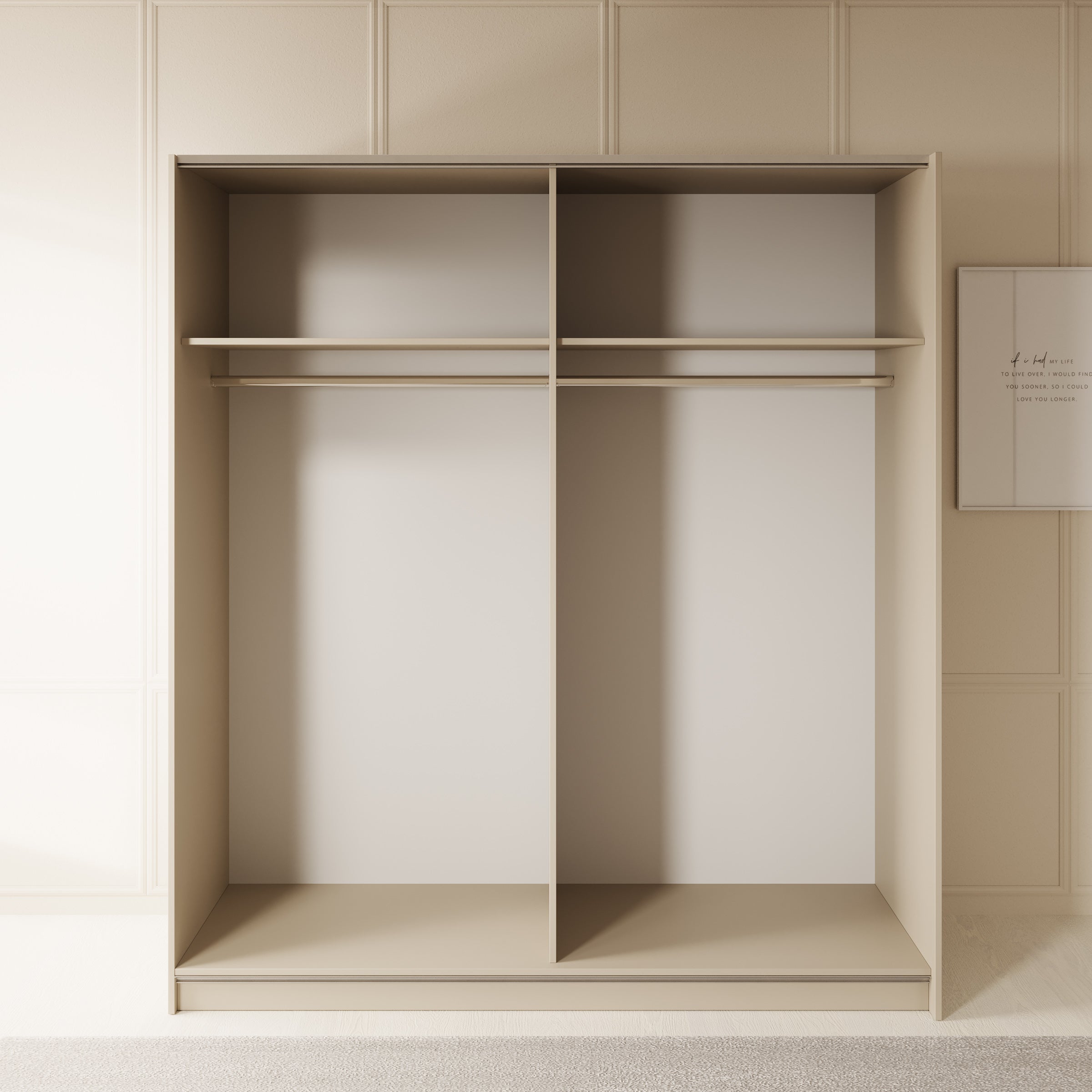 Luce - Kledingkast met schuifdeuren - Beige - 180x55x201 cm