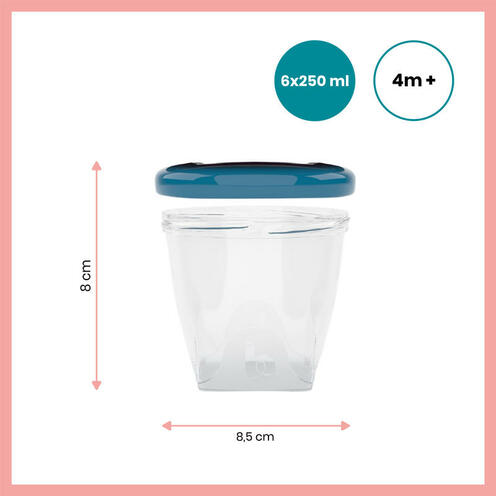 Babybols Kit L Pots de Conservation Hermétiques Réinscriptibles 6x250 ml - BABYMOOV