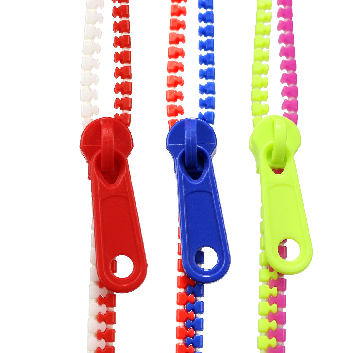 (20cm) Kinder Reissverschluss Armband Anti-Stress Zip Band Geburtstag Mitgebsel Freundschaftsarmband - Pink / Blau
