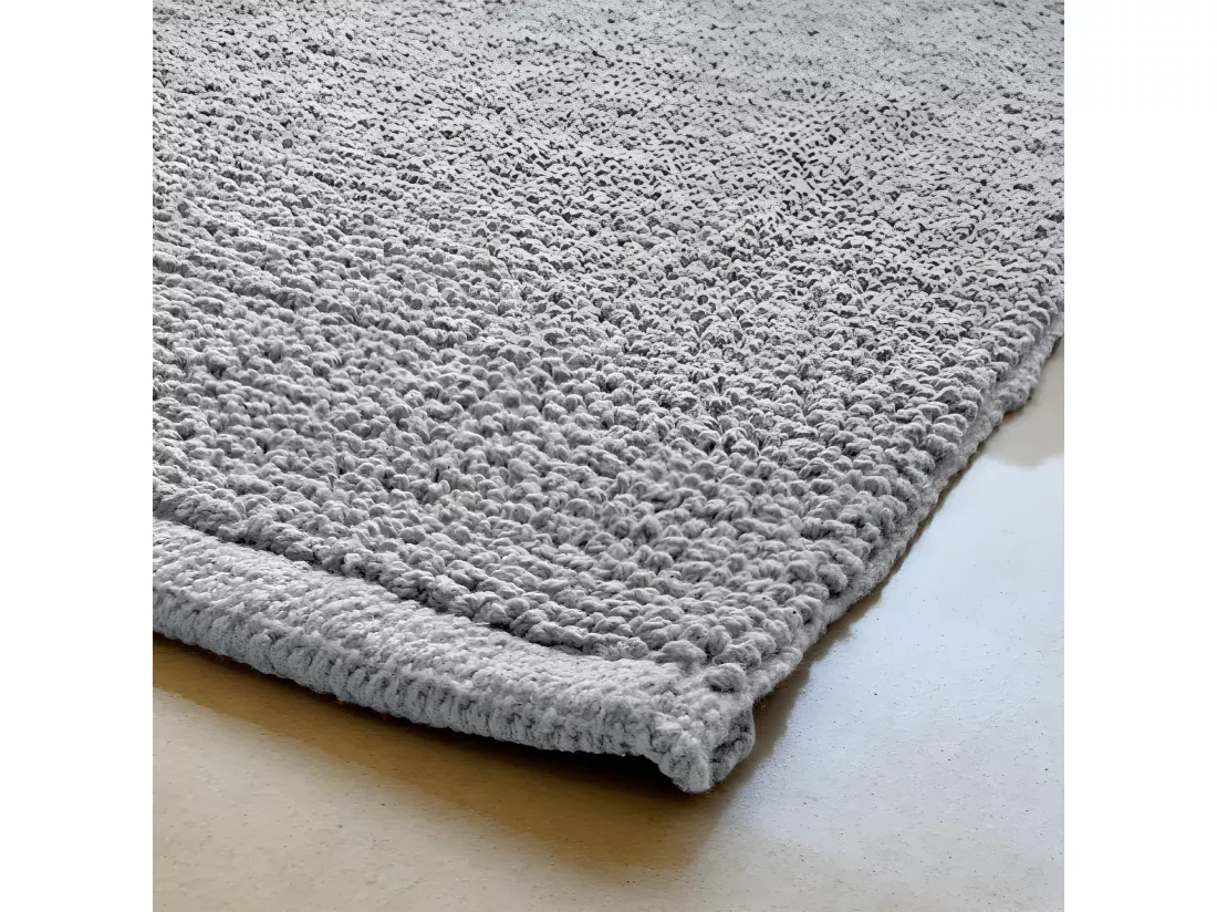 Tapis de salle de bain 40 x 60 cm en coton gris - PEPPO