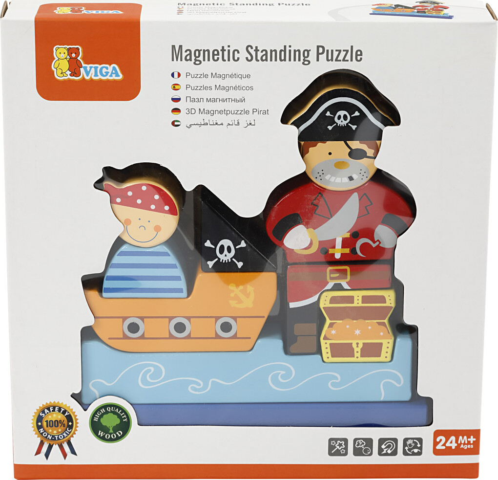Viga Puslespil I Træ - Pirater - Magnetisk 3D Puslespil