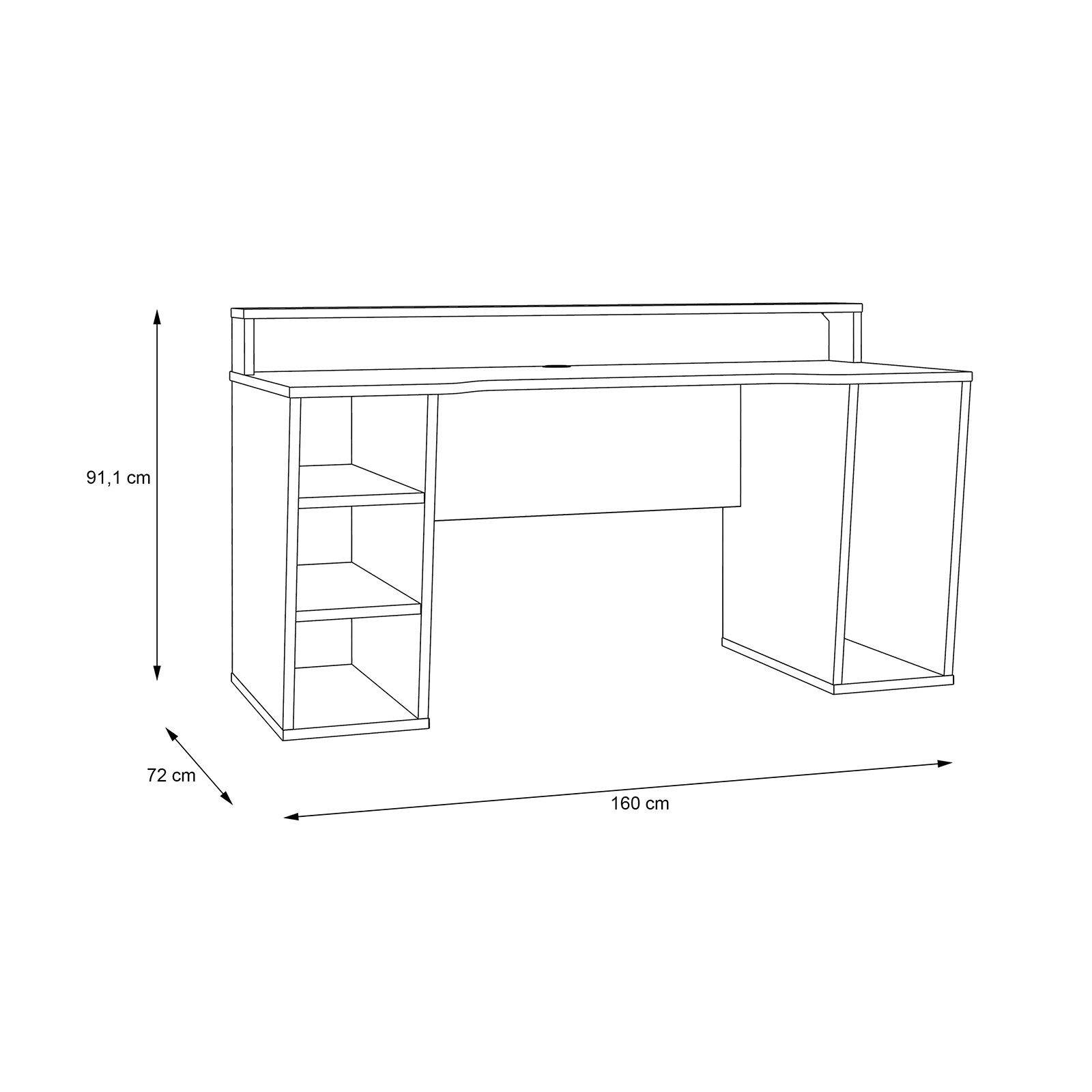 Schreibtisch - weiß - mit LED-Beleuchtung - 160 cm breit