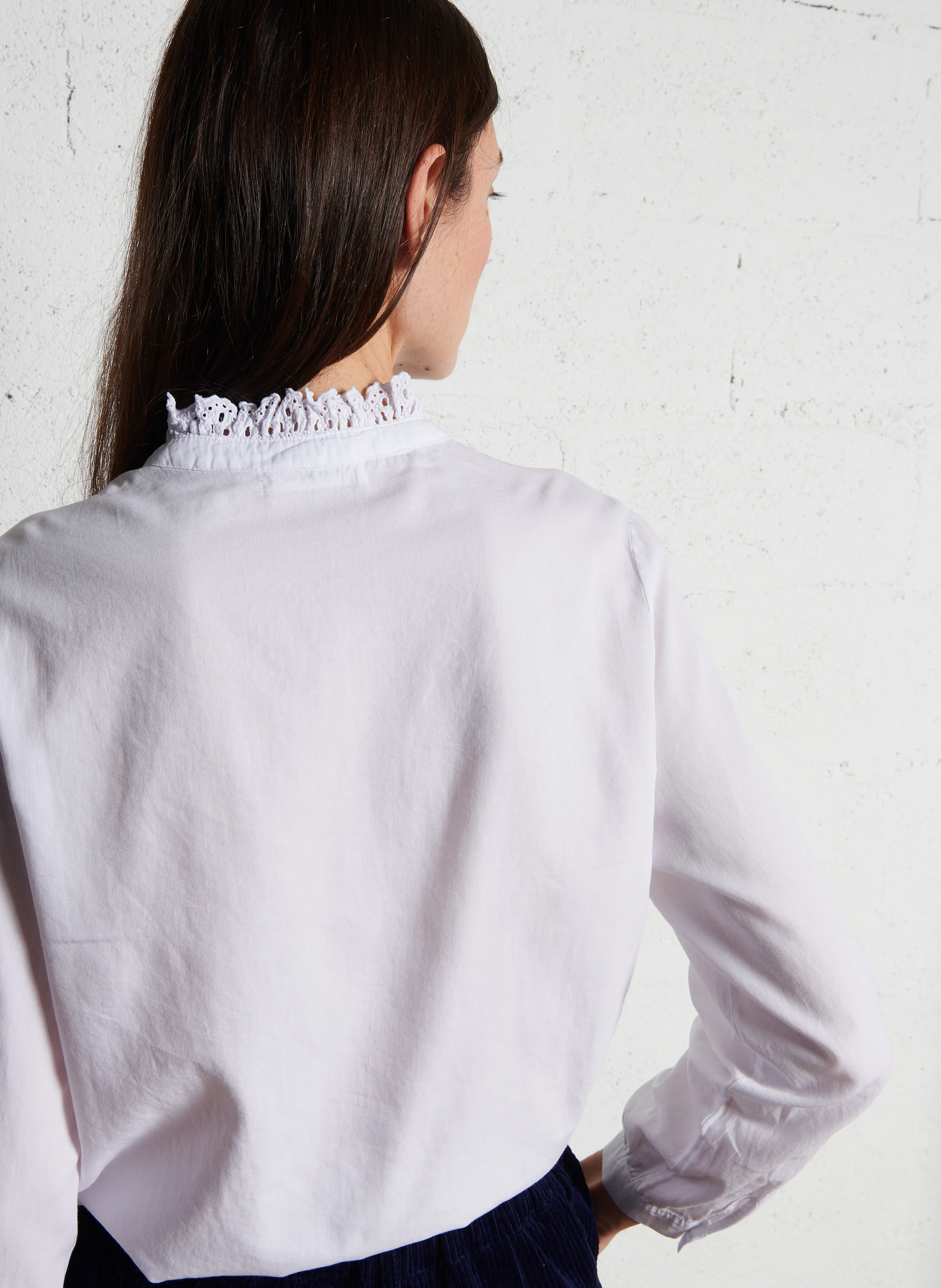 LOLA - Blouse col rond en coton | Blanc