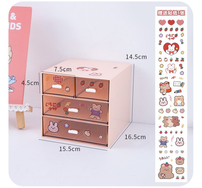 Momoi - Plastic Acryl Bureau Organizer Lade / Sticker / Set