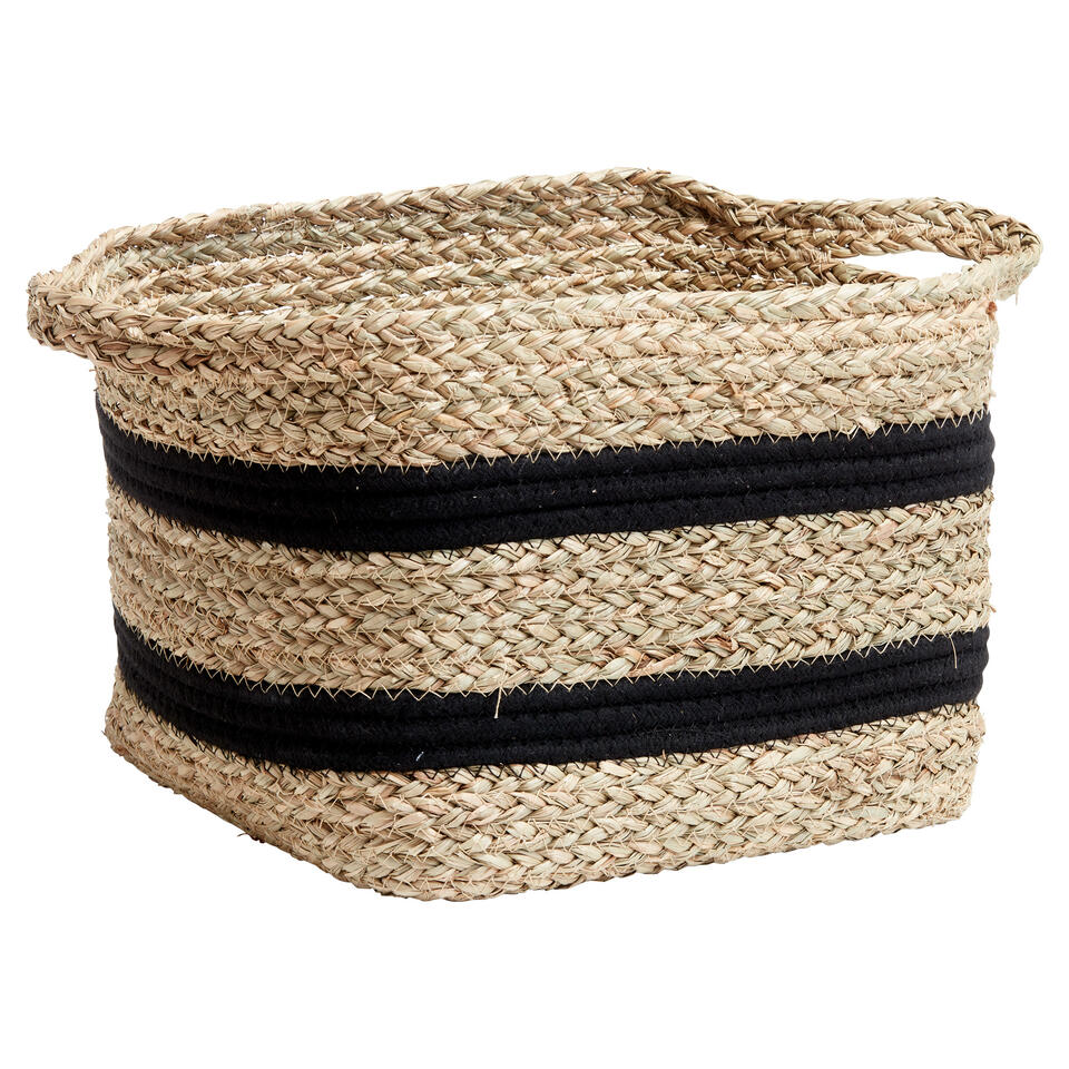 Mand Lorrach Zwart Naturel 28x28x21 cm