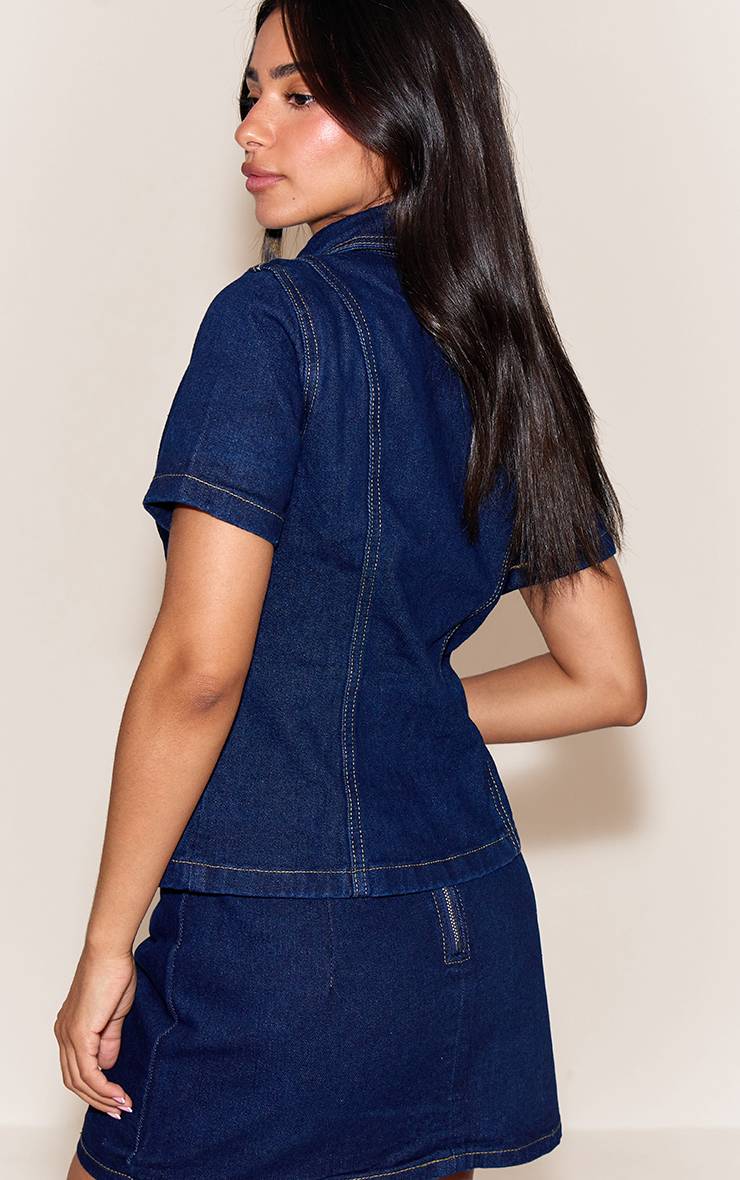 Bleu Indigo Mini-jupe En Denim Petite