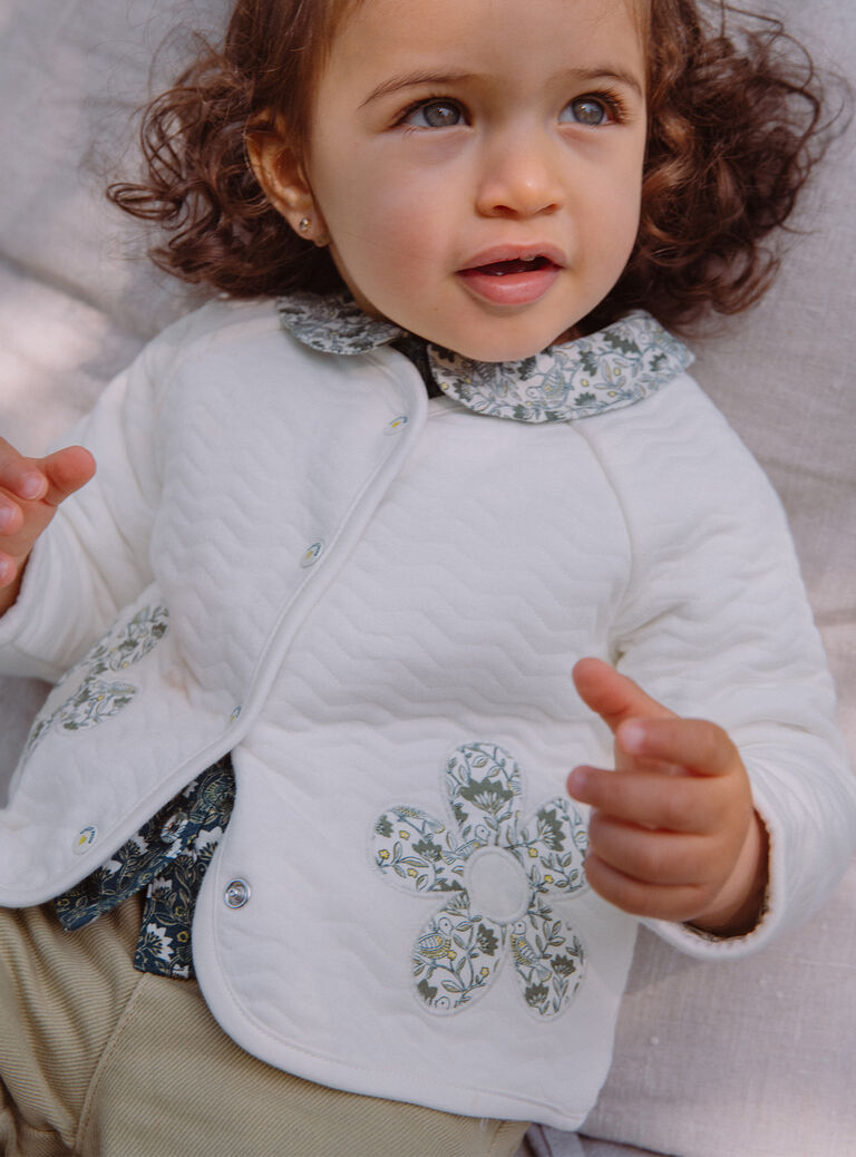 Cardigan réversible écru en tubique