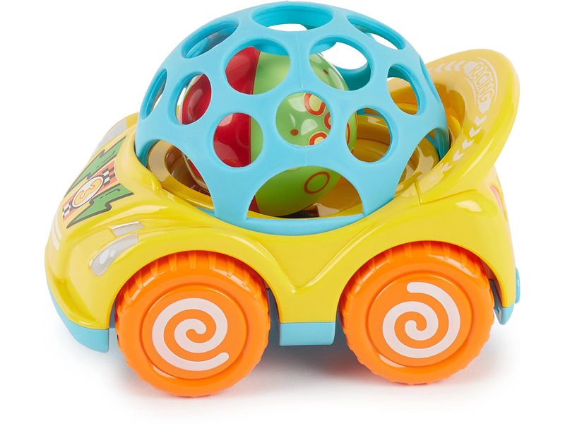 bieco Beschäftigungsspielzeug Rückziehauto mit Pop Rassel Rennauto mit lustigem Klappergeräusch