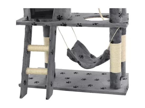 Arbre à chat avec griffoir en sisal 140 cm Gris Motif de pattes