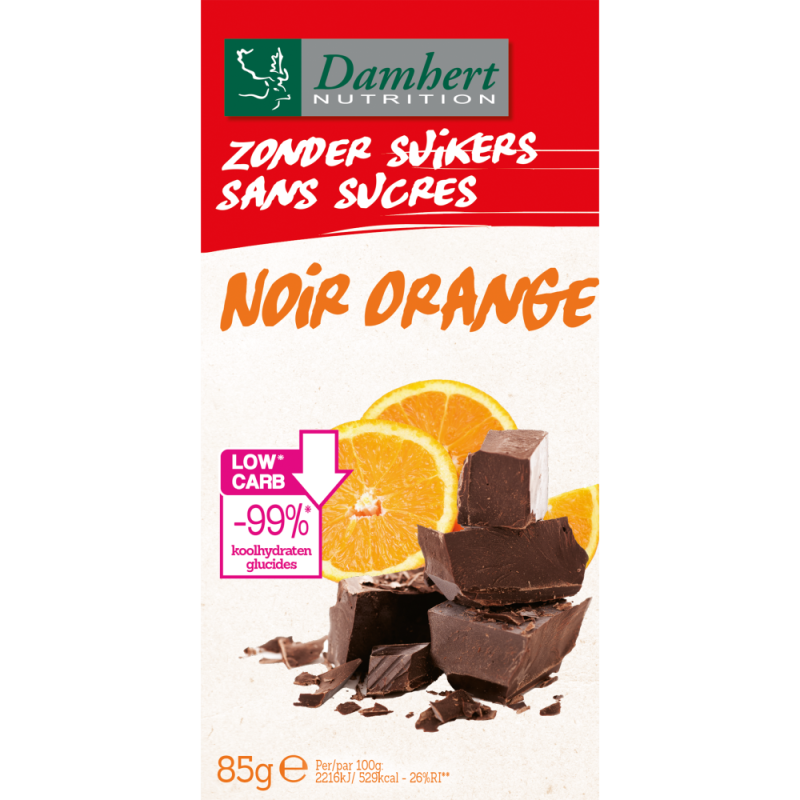 Damhert Chocoladetablet Puur/Sinaasappel 85g