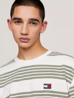Camiseta de manga comprida com estampa de listras texturizadas