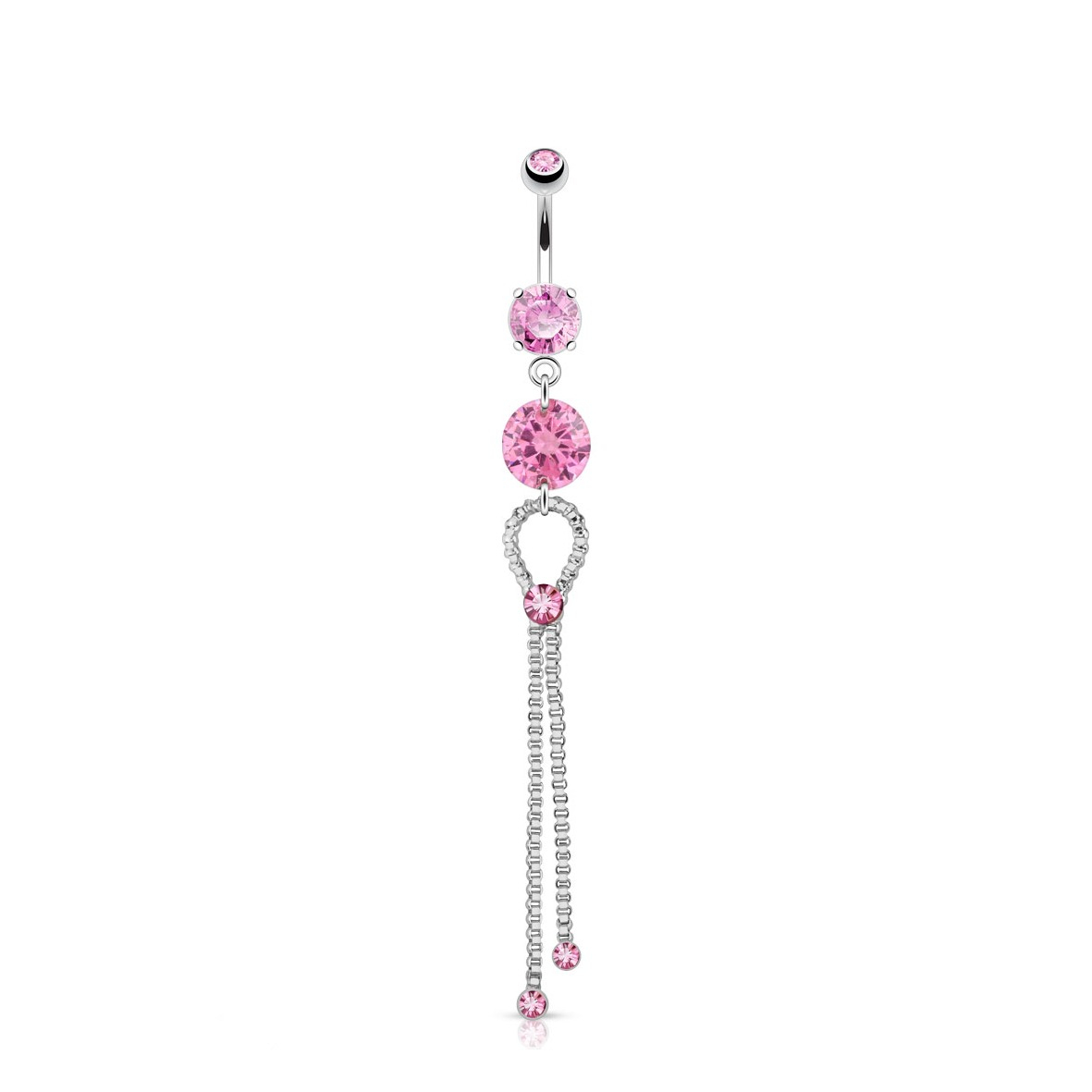 (10mm) 316L Chirurgenstahl Bauchnabelpiercing mit Gewindeverschluss Bolo Tie Anhänger - Rosa / Silber