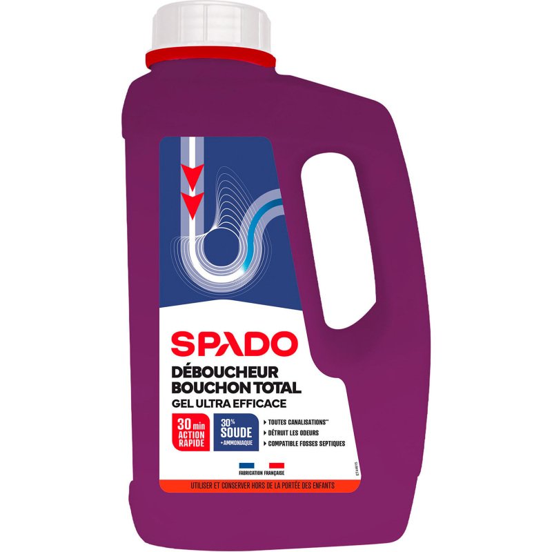 Déboucheur gel spécial bouchon total Spado - Flacon de 1L