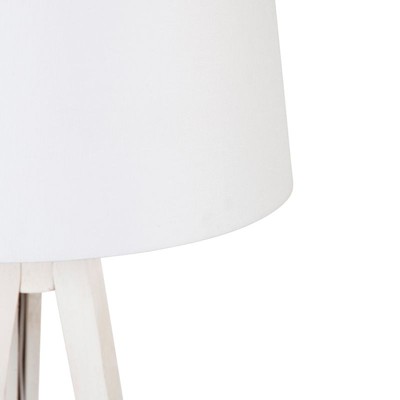 Moderne vloerlamp tripod wit met linnen kap wit 45 cm - Tripod Classic