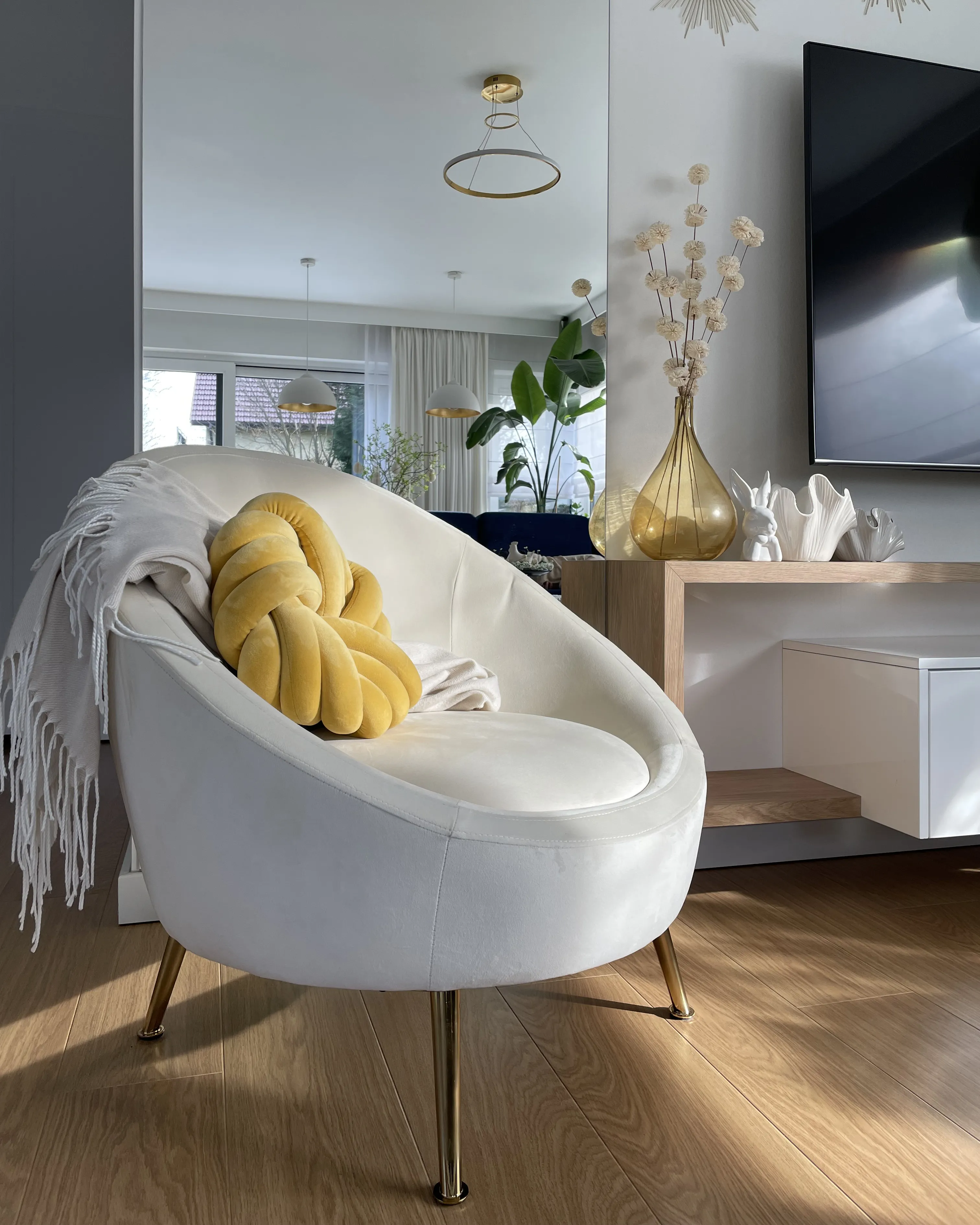 Fauteuil LANGA Fluweel Gebroken wit