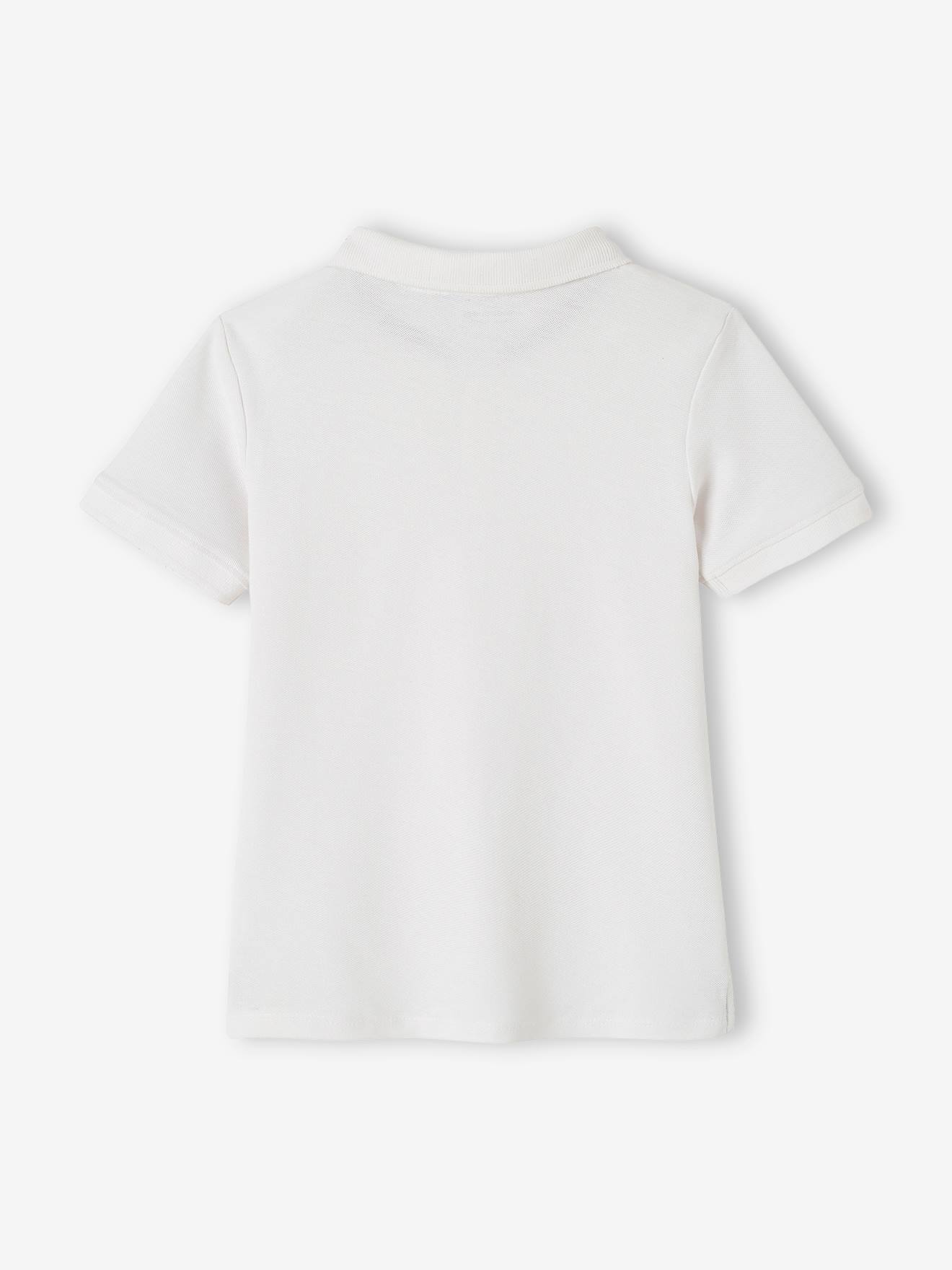 Camisa polo de manga curta com bordado no peito, para meninos, amarelo pastel