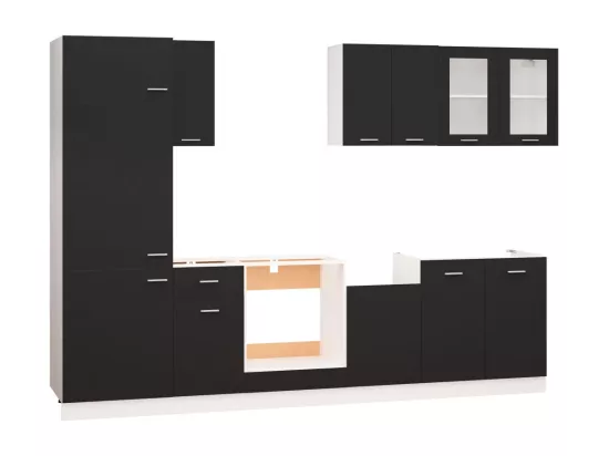 Ensemble de meubles de cuisine 8 pcs Noir Aggloméré