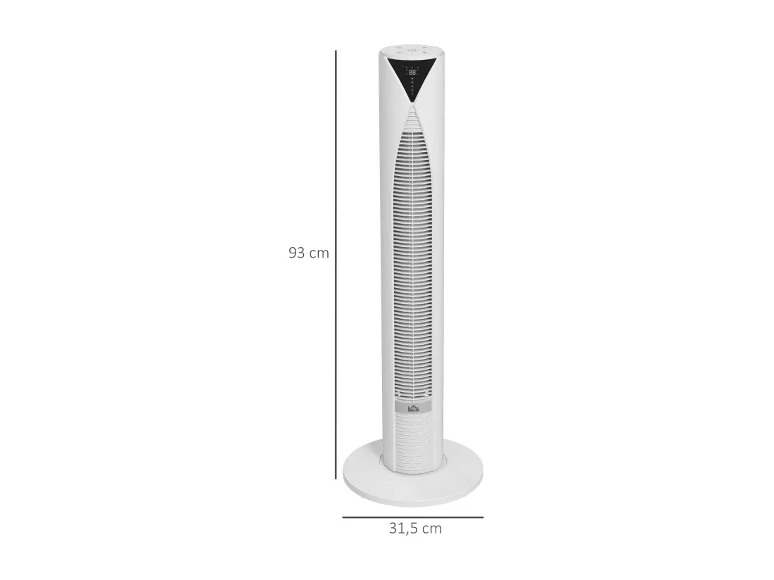 Ventilateur colonne tour oscillant 45 W silencieux télécommande incluse timer 4 modes 3 vitesses filtre blanc