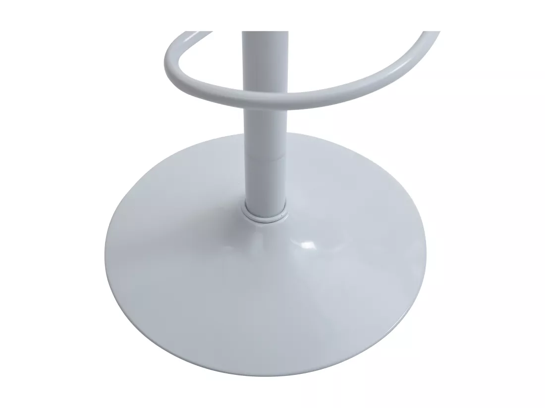 Tabouret de bar en simili, placage chêne et métal - Hauteur réglable - Naturel clair et Blanc - MONTENEGRO