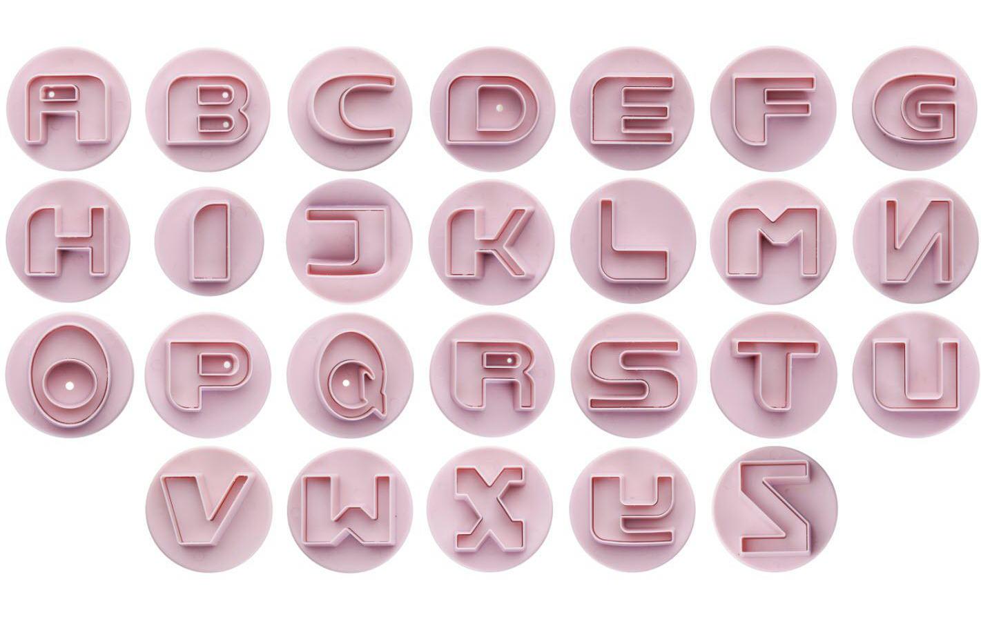 Guetzli-Ausstecher-Set 26 Stück, BuchstabenRosa Ausstecher