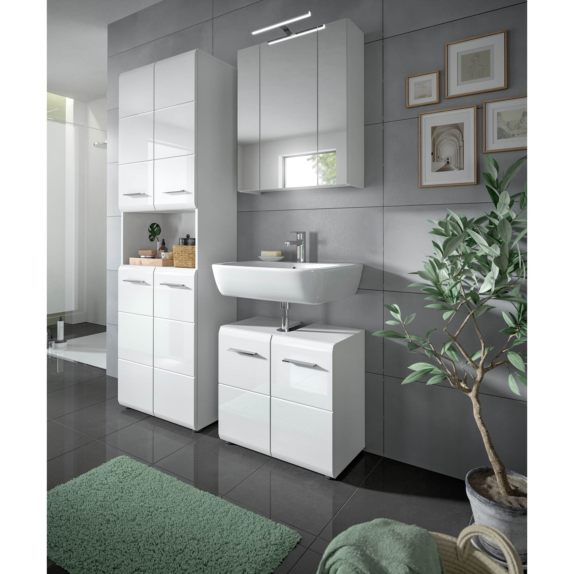 Spiegelschrank LINUS - weiß - 60 cm