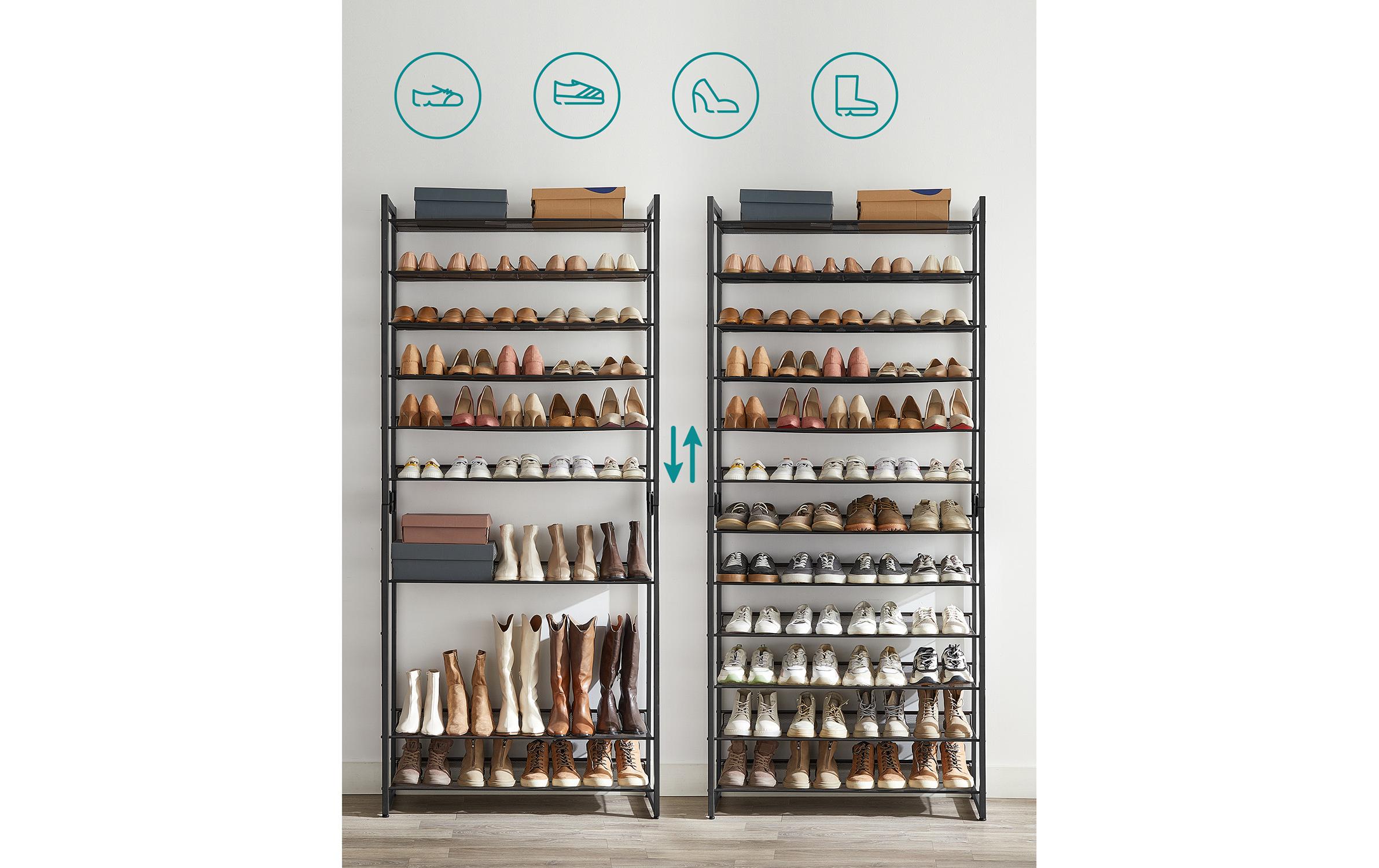 Schuhregal 92.3 x 221.4 cm, Schwarz<br>Schuhgestell mit 12 Ablagen