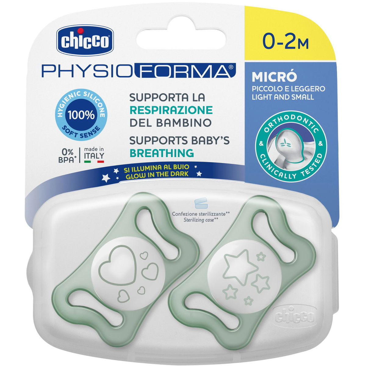 ChiccoChicco   PhysioForma Micro Schnuller 2er Set glow in the dark