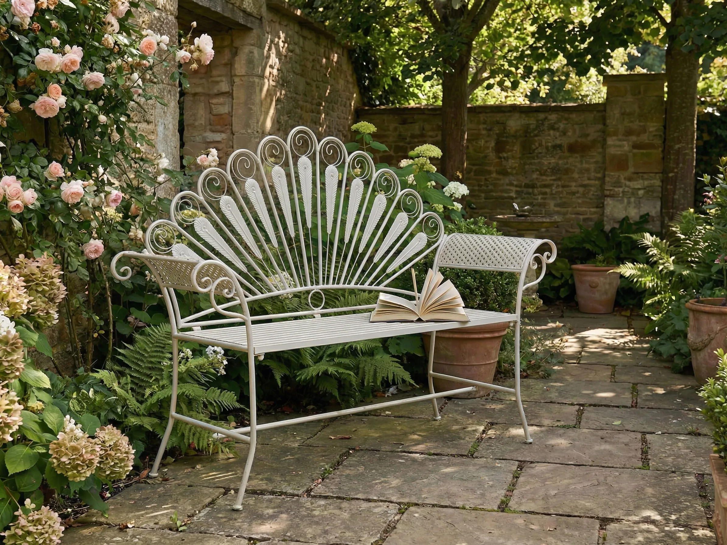 Tuinbank PAVIA 146 cm Metaal Gebroken wit