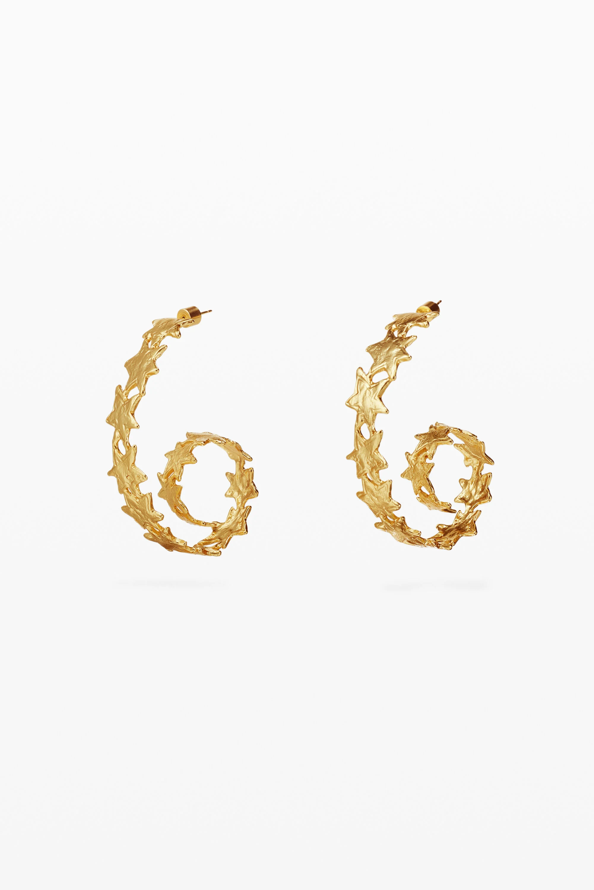 Pendientes espirais estrelas banho ouro Zalio