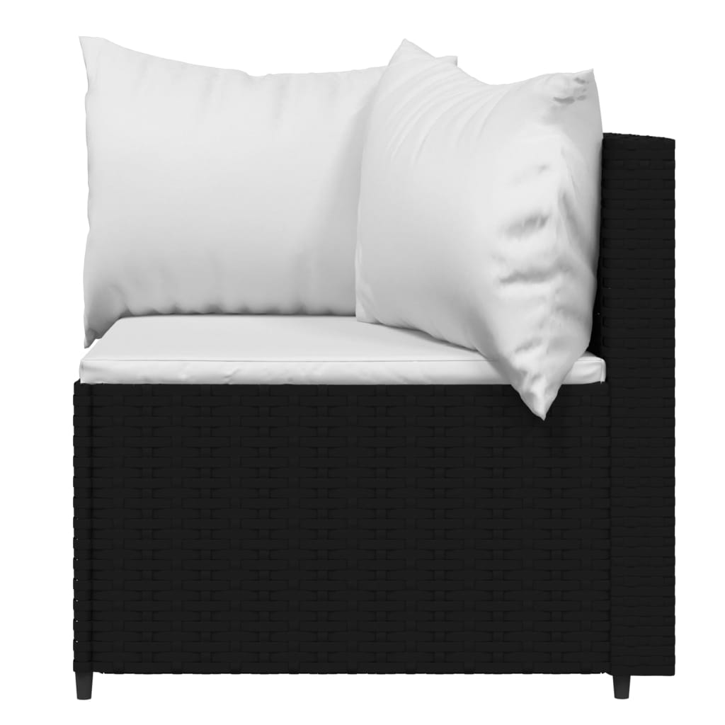Salon de jardin meuble d'extérieur ensemble de mobilier 4 pièces avec coussins noir résine tressée