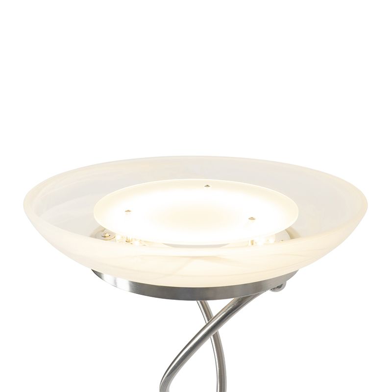 Vloerlamp staal incl. LED en dimmer met leeslamp - Empoli