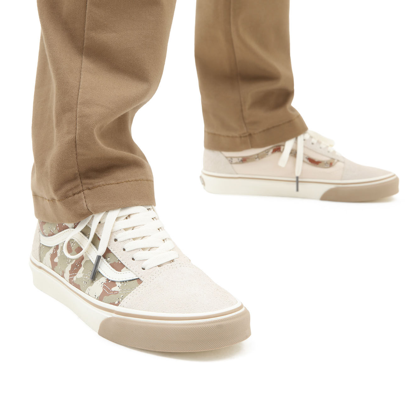 Vans Sneakers en Cuir & Textile Old Skool écrues