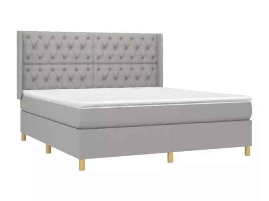 Sommier tapissier matelas et LED Gris clair 160x200 cm Tissu