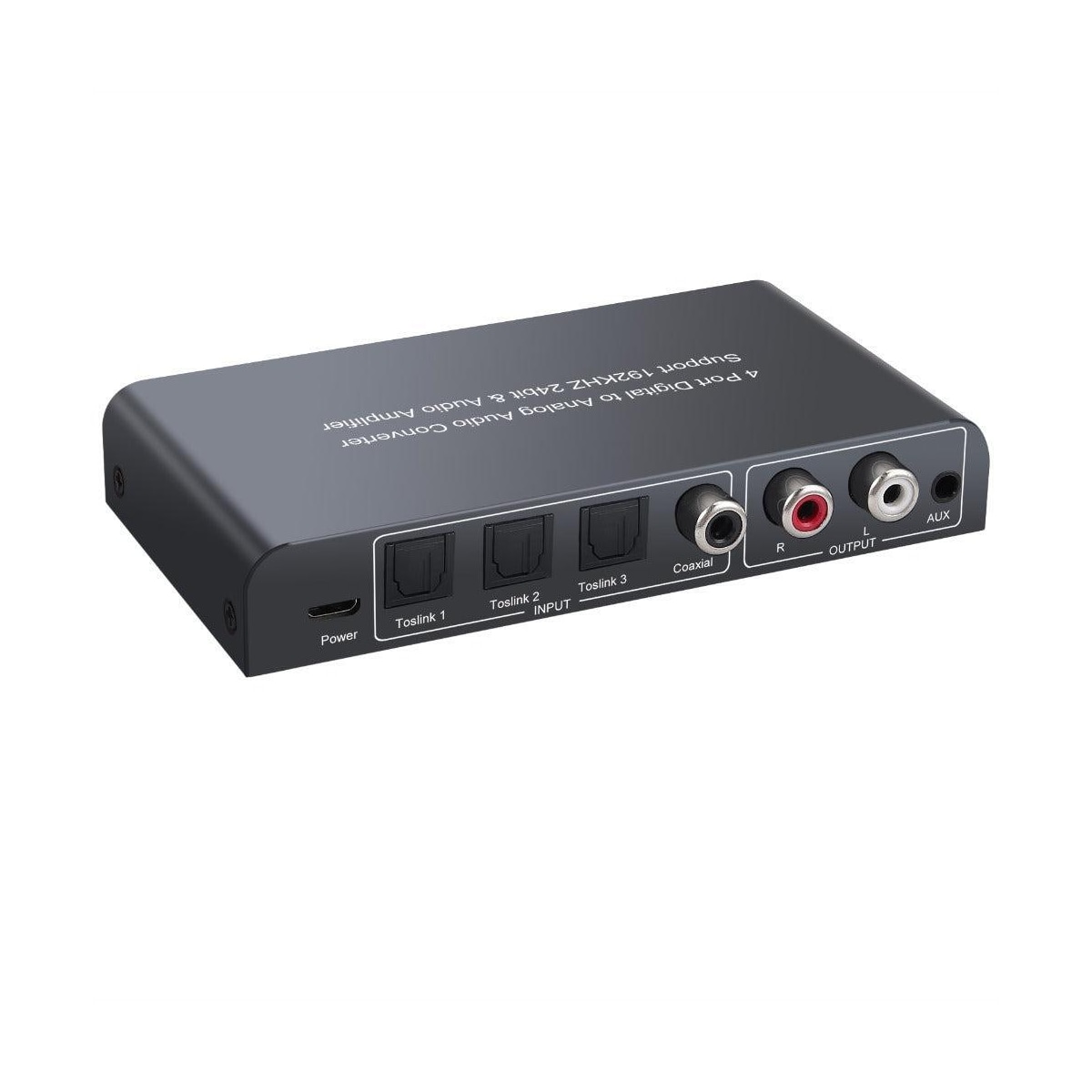 NÖRDIC digital til analog lydkonverter 3x optisk spdif og 1x koaksial toslink til analog l / r med fjernkontroll DAC D / A Converter-omformer